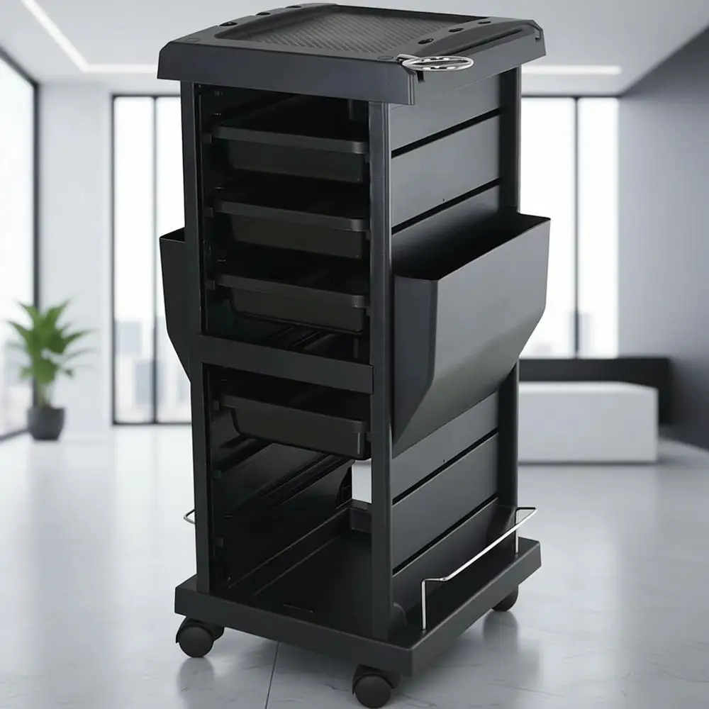 Professional 4-Drawer Rolling Trolley Cart Station with Nail Polish Rack for Hair, Cosmetology Supplies, and Beauty Tools, Black
Professional 4-Drawer Rolling Trolley Cart Station with Nail Polish Rack for Hair, Cosmetology Supplies, and Beauty Tools, Black