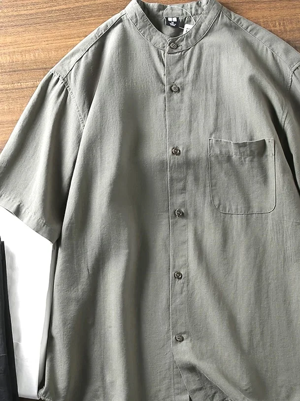 American Vintage Cotton Linen Shirt Men's Stand Collar Pocket Short Sleeve Open Cardigan Linen Breathable Casual Work Shirt
American Vintage Cotton Linen Shirt Men's Stand Collar Pocket Short Sleeve Open Cardigan Linen Breathable Casual Work Shirt