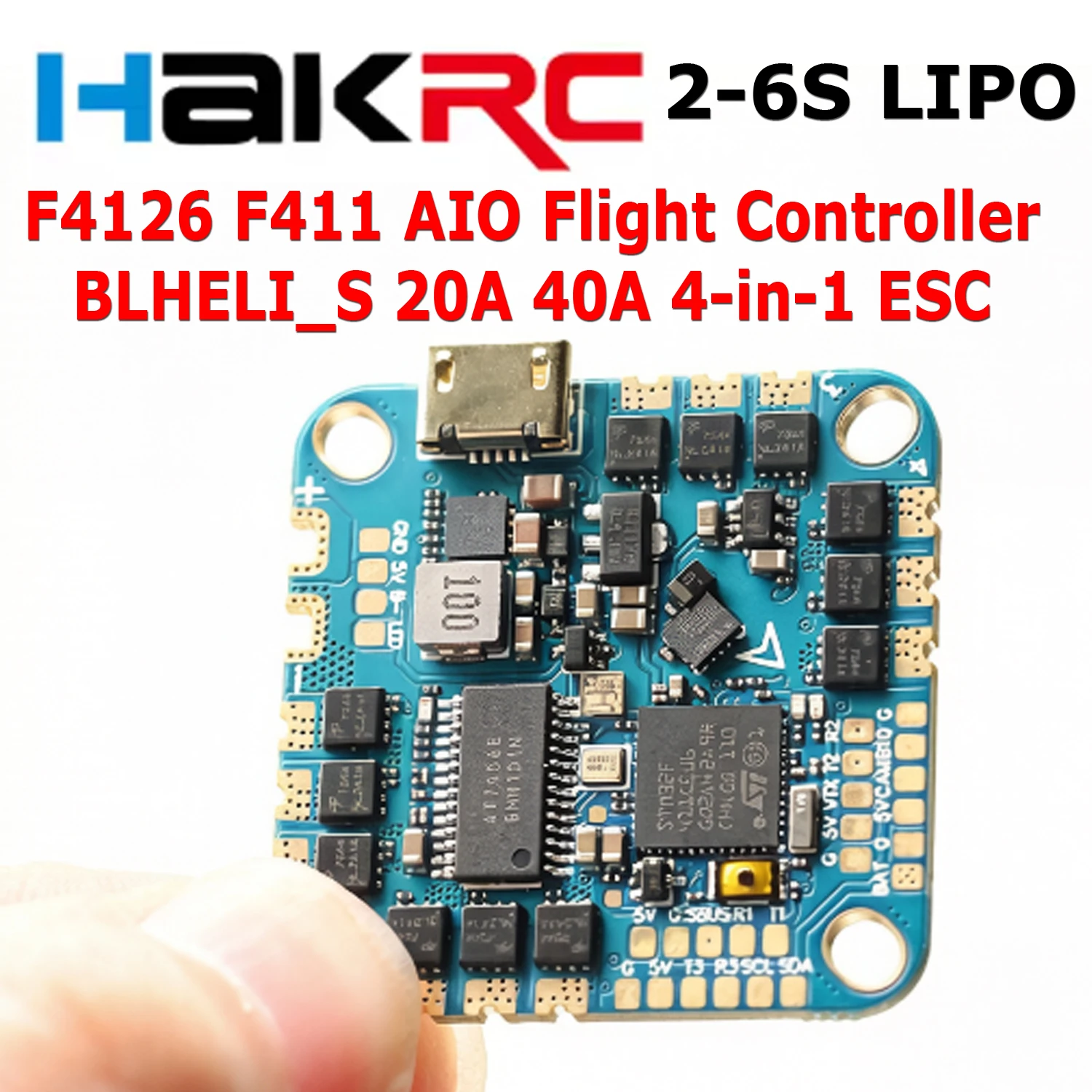 HAKRC Flight Controller F4126 F411 2-6S AIO BLHELI_S 20A 40A ESC 4IN1 for RC FPV Racing Drone Support Dshot300/600 Accessories
HAKRC Flight Controller F4126 F411 2-6S AIO BLHELI_S 20A 40A ESC 4IN1 for RC FPV Racing Drone Support Dshot300/600 Accessories