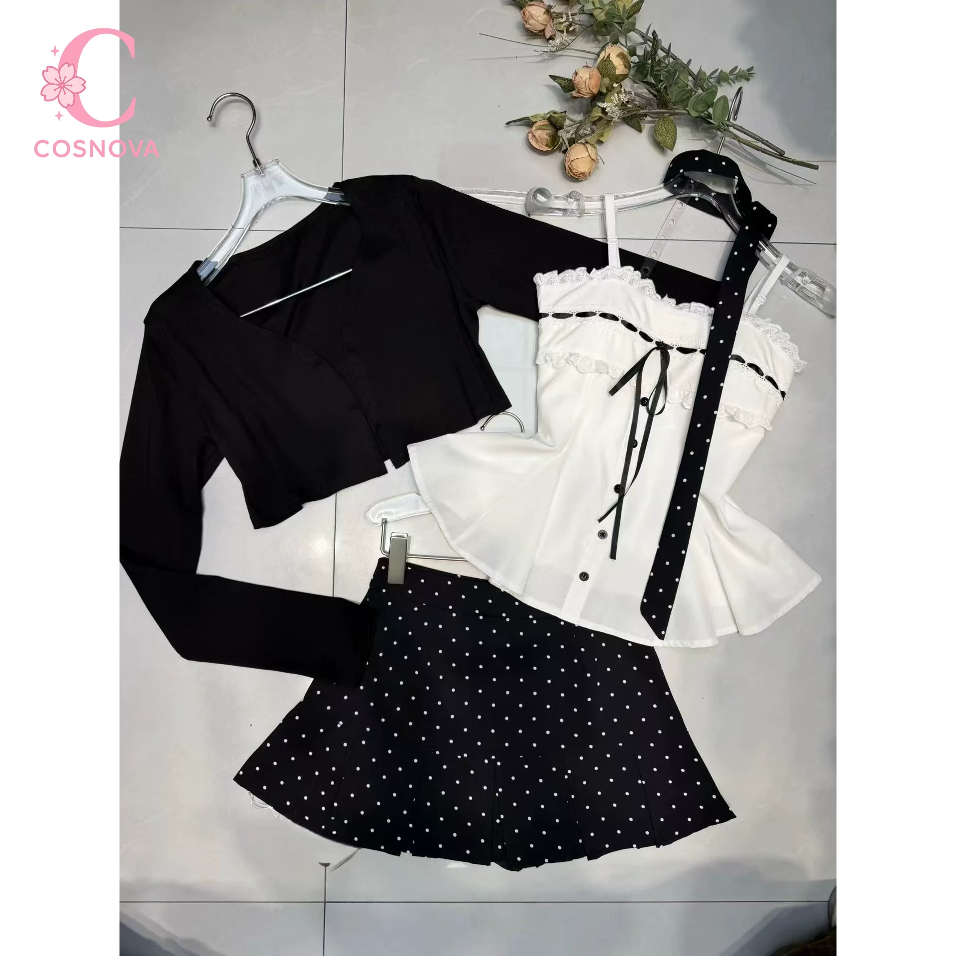 Sweet Lace Bow 2 Piece Set Women Spaghetti Strap Crop Top + High Waist Polka Dot Mini Skirt Slim Fit Party Korean Style Outfit
Sweet Lace Bow 2 Piece Set Women Spaghetti Strap Crop Top + High Waist Polka Dot Mini Skirt Slim Fit Party Korean Style Outfit