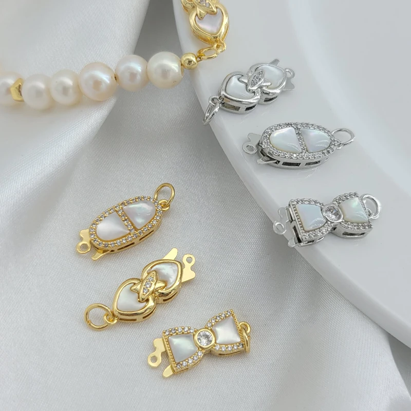 1 Piece of Gold-plated Copper Inlaid Zircon Shell Bow Tie Heart Single Row Clasp DIY Pearl Bracelet Necklace End Connector
1 Piece of Gold-plated Copper Inlaid Zircon Shell Bow Tie Heart Single Row Clasp DIY Pearl Bracelet Necklace End Connector