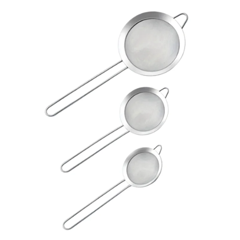 Practical-3Pcs Stainless Steel Fine Mesh Food Filter For Baking Sifting Flour Sieve Juicing Soybean Baking Kitchen Tool
Practical-3Pcs Stainless Steel Fine Mesh Food Filter For Baking Sifting Flour Sieve Juicing Soybean Baking Kitchen Tool