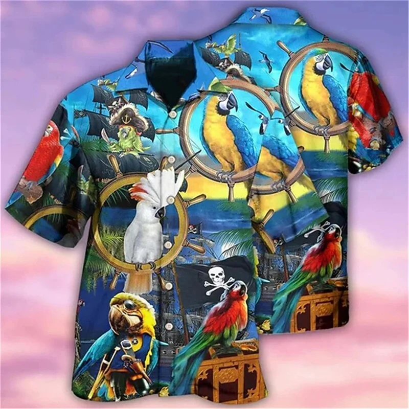 Summer Men's Shirts 3d Parrot Print High-Quality Men Clothing Cuban Collar Short Sleeved Shirt Oversized Sweatshirt Street Tops
Summer Men's Shirts 3d Parrot Print High-Quality Men Clothing Cuban Collar Short Sleeved Shirt Oversized Sweatshirt Street Tops