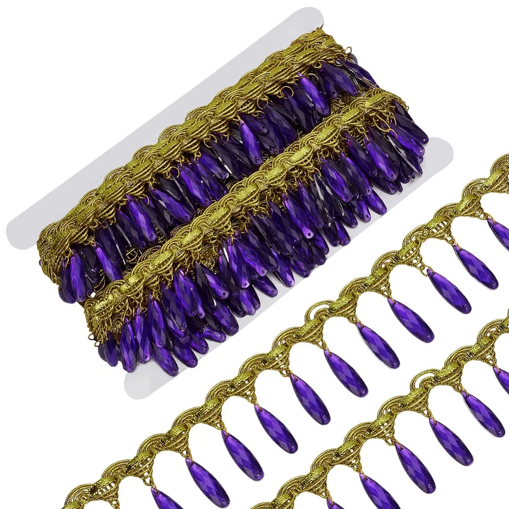 Polyester Lace Ribbon with Plastic Teardrop Charms Tassel Wave Edge Lace Trim Clothes Accessories Blue Violet 1-3/4 inch(45mm)
Polyester Lace Ribbon with Plastic Teardrop Charms Tassel Wave Edge Lace Trim Clothes Accessories Blue Violet 1-3/4 inch(45mm)