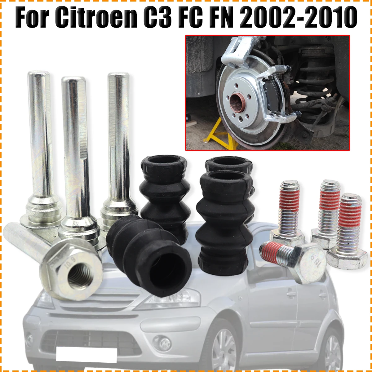 Brake Caliper Cylinder Slider Guide Pin For Disc Housing Bolts Rubber Bushing Boot Seal Repair Kit For Citroen C3 FC FN 2002-10
Brake Caliper Cylinder Slider Guide Pin For Disc Housing Bolts Rubber Bushing Boot Seal Repair Kit For Citroen C3 FC FN 2002-10