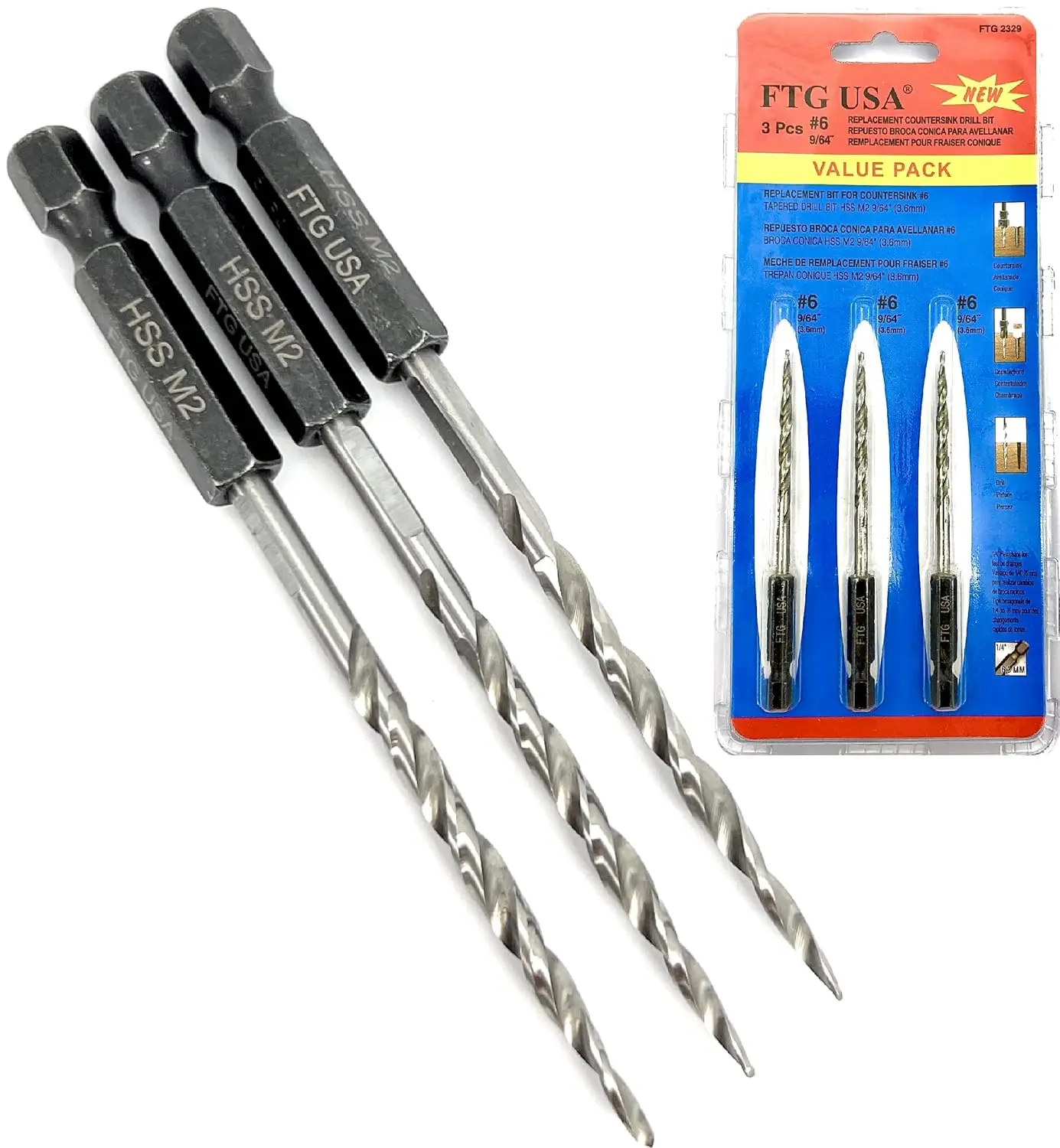3 Pc #6 (9/64") Tapered Countersink Drill Bit Set All Same Size Replacement Only
3 Pc #6 (9/64") Tapered Countersink Drill Bit Set All Same Size Replacement Only