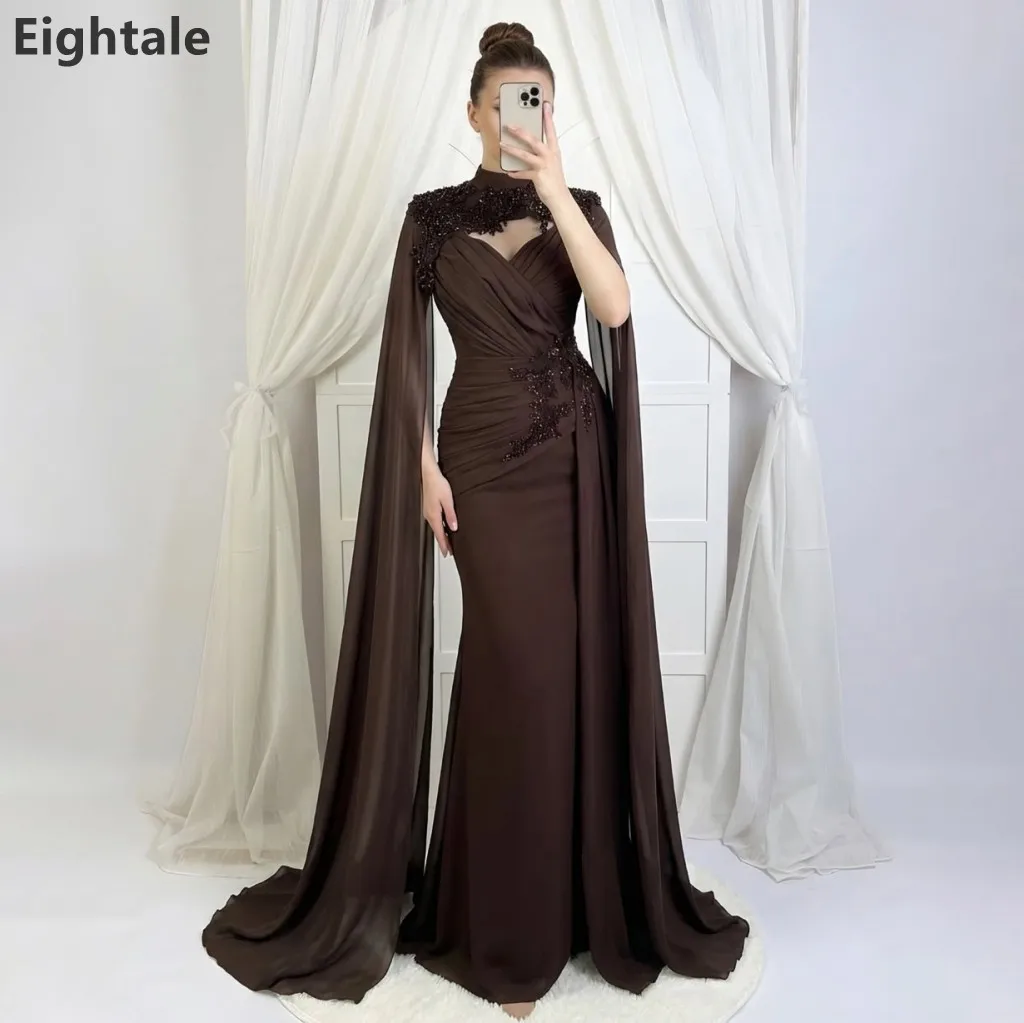 Eightale 2026 Brown Mermaid Chiffon Maxi Evening Dress With Wrap Saudi Arabic Prom Dress Dubai Party Gown Customized
Eightale 2026 Brown Mermaid Chiffon Maxi Evening Dress With Wrap Saudi Arabic Prom Dress Dubai Party Gown Customized