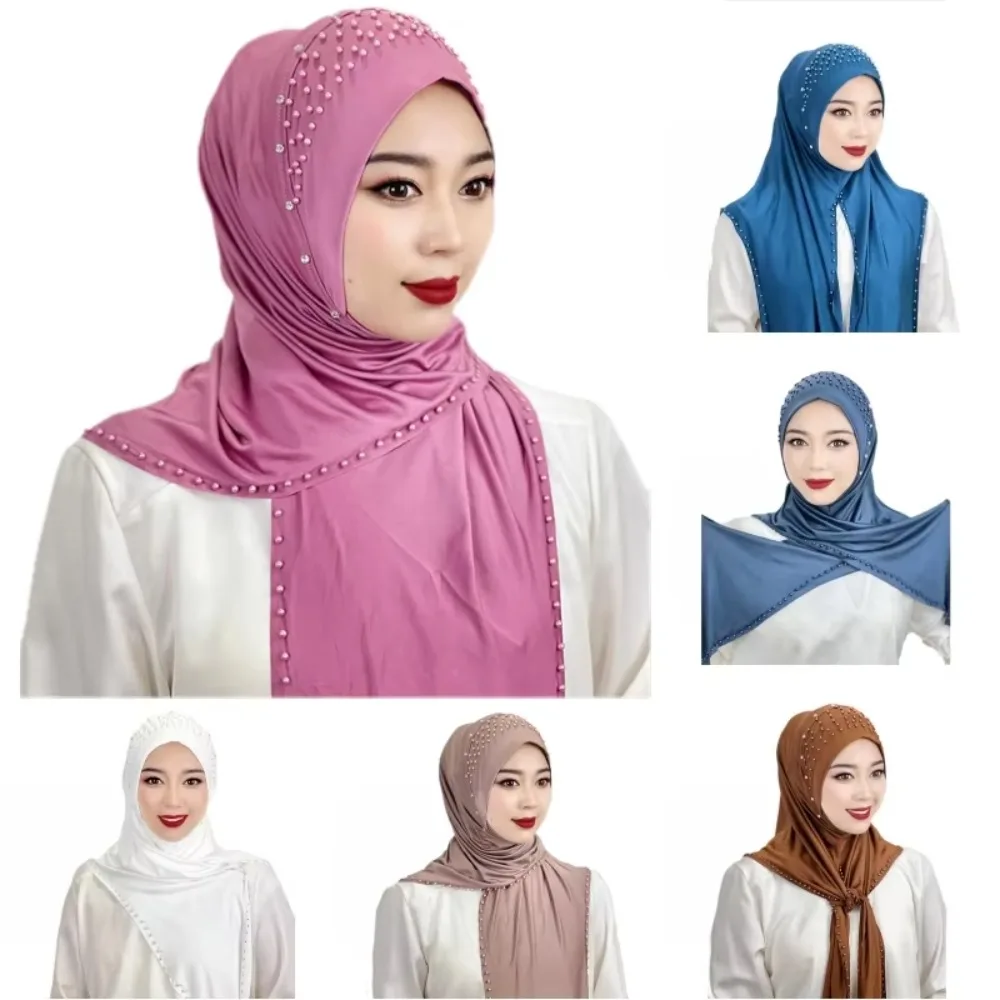 Comfortable Beaded Muslim Hijab Full Cover Solid Color Turkish Head Wrap Scarf Soft Head Wraps Women's Pray Hat Girls
Comfortable Beaded Muslim Hijab Full Cover Solid Color Turkish Head Wrap Scarf Soft Head Wraps Women's Pray Hat Girls