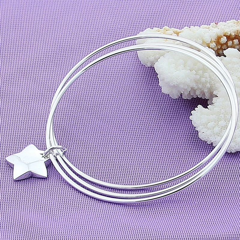 925 Sterling Silver Three Circle Star Bangle Bracelet For Woman Wedding Engagement Fashion Charm Party Jewelry
925 Sterling Silver Three Circle Star Bangle Bracelet For Woman Wedding Engagement Fashion Charm Party Jewelry