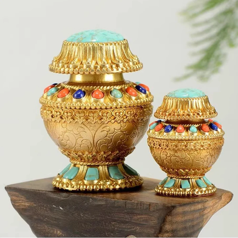 Copper gilded carving mani treasure bottle ornament, Living room Mammon Aquarius, Blessing auspicious Bottle for storage diamond
Copper gilded carving mani treasure bottle ornament, Living room Mammon Aquarius, Blessing auspicious Bottle for storage diamond