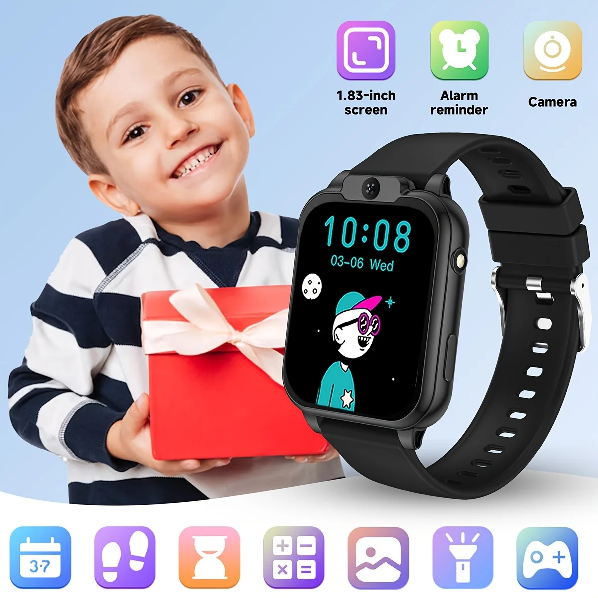 Smart Game Watch, Fun Educational Games + Front Camera, Built-in Alarm Clock/Flashlight/Pedometer/Calculator
Smart Game Watch, Fun Educational Games + Front Camera, Built-in Alarm Clock/Flashlight/Pedometer/Calculator