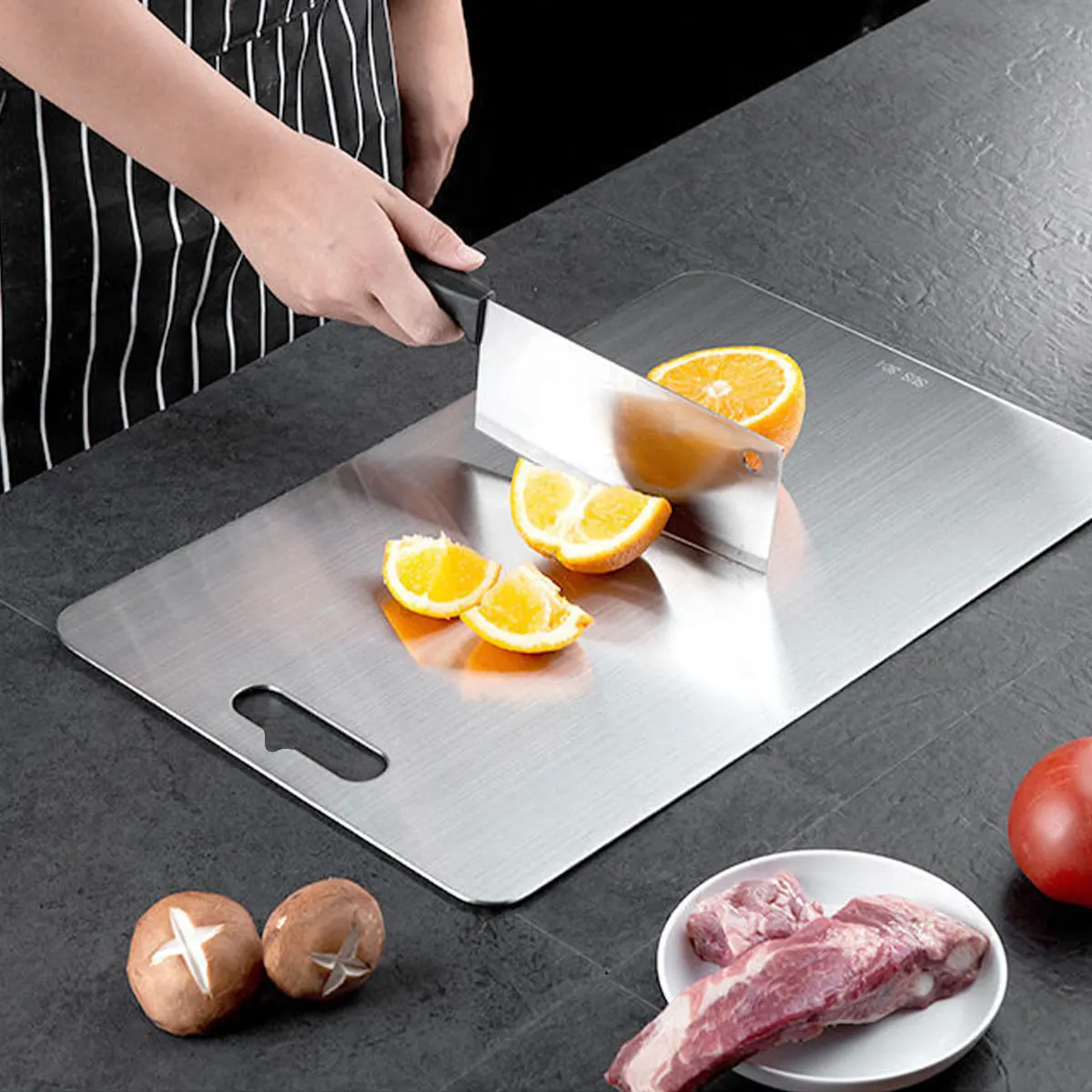 1Pcs Practical Stainless Steel Panel and Chopping Board Kitchen Household Thickened Double Sided Cutting Board Block 
1Pcs Practical Stainless Steel Panel and Chopping Board Kitchen Household Thickened Double Sided Cutting Board Block