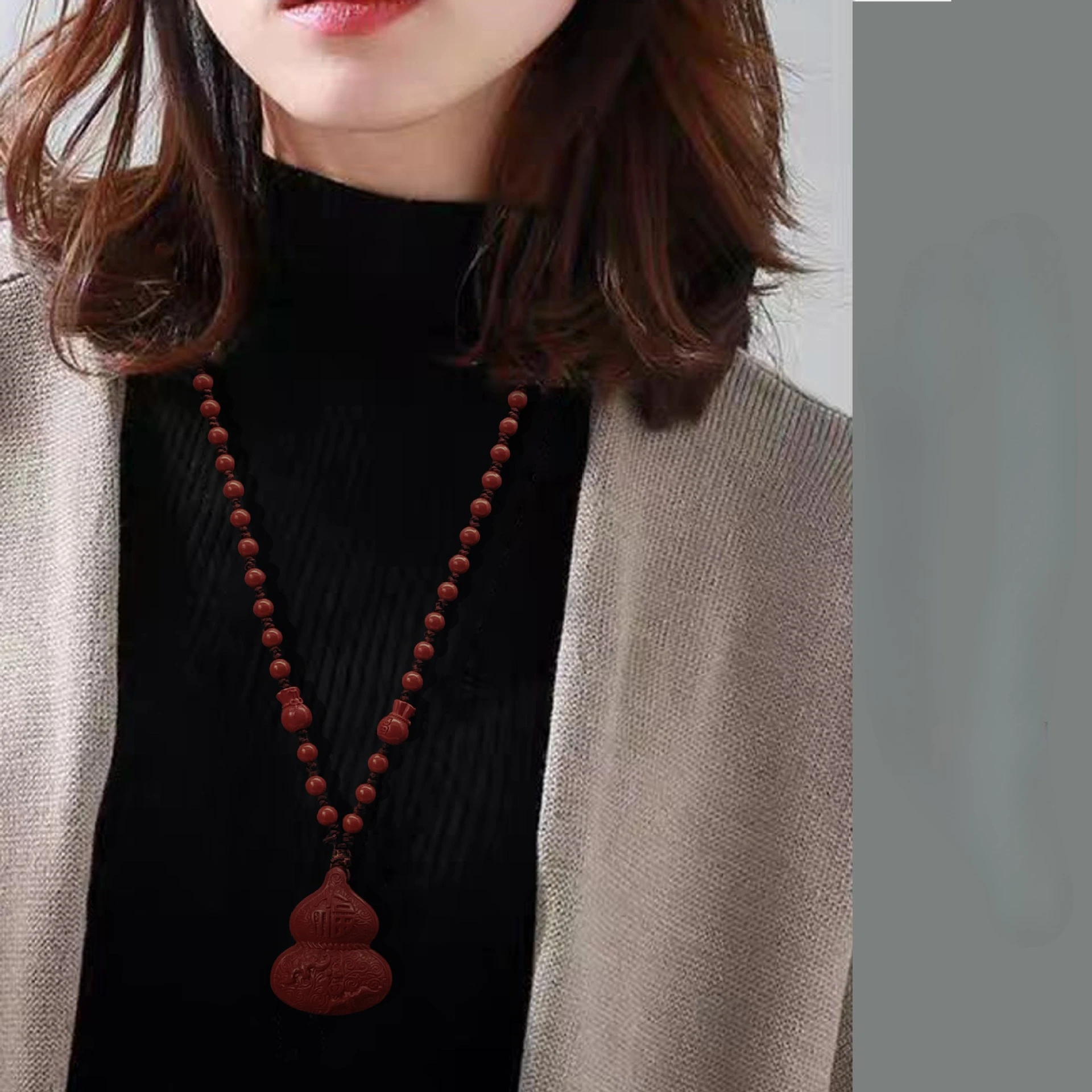 Men's and women's same gourd pendant, red cinnabar necklace, handmade exquisite engraving cinnabar blessing necklace
Men's and women's same gourd pendant, red cinnabar necklace, handmade exquisite engraving cinnabar blessing necklace