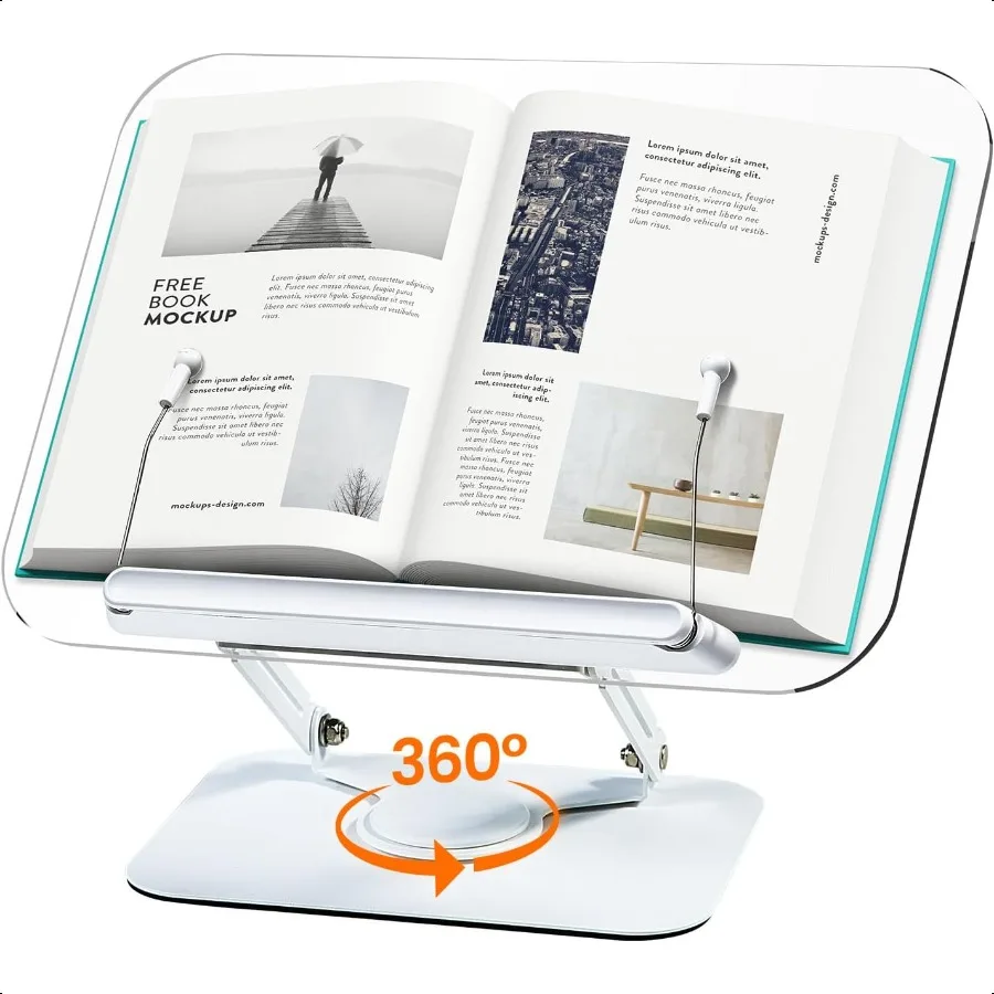 Acrylic Book Stand for Reading Adjustable Book Holder with 360 Rotating Base Elastic Page Clips Foldable Desktop Riser Stand fo
Acrylic Book Stand for Reading Adjustable Book Holder with 360 Rotating Base Elastic Page Clips Foldable Desktop Riser Stand fo