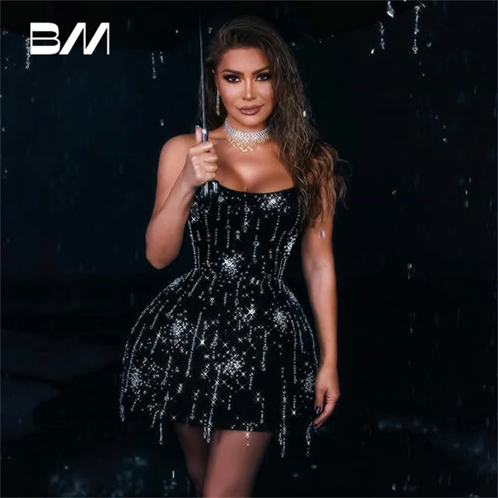 Shiny Little Black Dress for Women, Crystals Mini Party Prom Dresses, Customized Strapless Short Formal Gowns Plus Size
Shiny Little Black Dress for Women, Crystals Mini Party Prom Dresses, Customized Strapless Short Formal Gowns Plus Size
