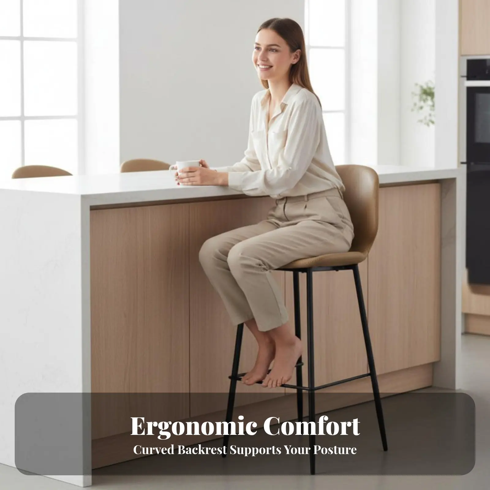 Upholstered Counter Stool with Backrestrest Modern Design Bar Chair Minimalist Design Integrated Footrest for Cafe, Pub
Upholstered Counter Stool with Backrestrest Modern Design Bar Chair Minimalist Design Integrated Footrest for Cafe, Pub