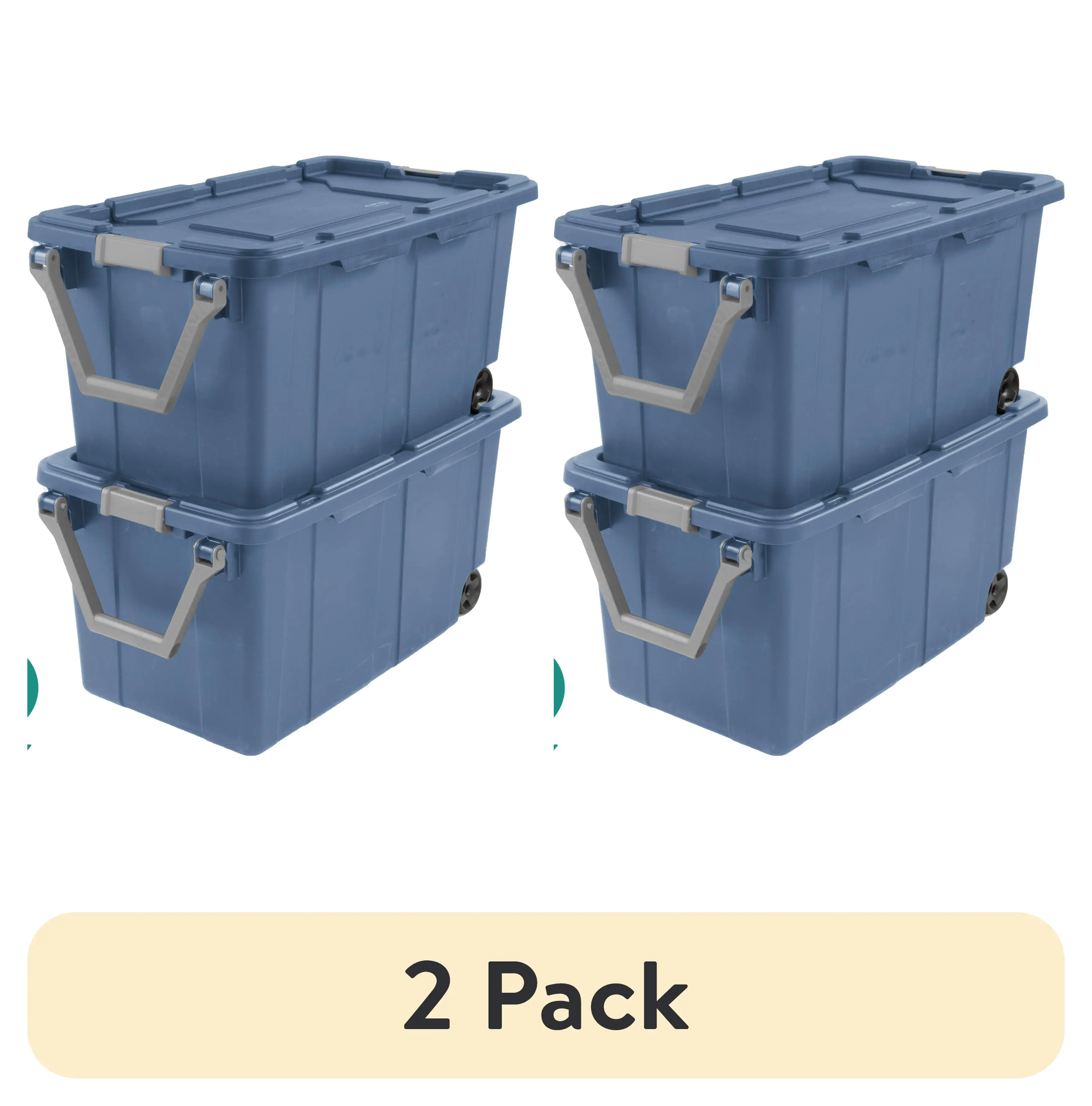 2-Pack Extra-Large Wheeled Storage Bin, 40-Gallon Durable Plastic Tote with Latch & Handle, Blue
2-Pack Extra-Large Wheeled Storage Bin, 40-Gallon Durable Plastic Tote with Latch & Handle, Blue