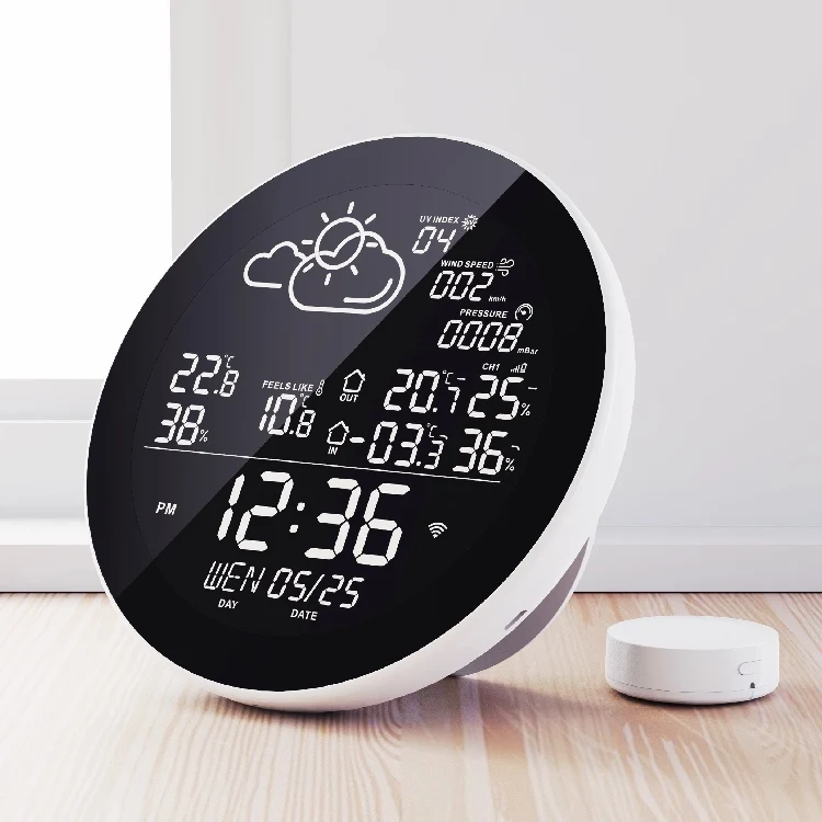 RSH Tuya Wifi Smart Weather station with Thermometer Hygrometer Indoor Outdoor Sensors Digital Alarm Clock
RSH Tuya Wifi Smart Weather station with Thermometer Hygrometer Indoor Outdoor Sensors Digital Alarm Clock