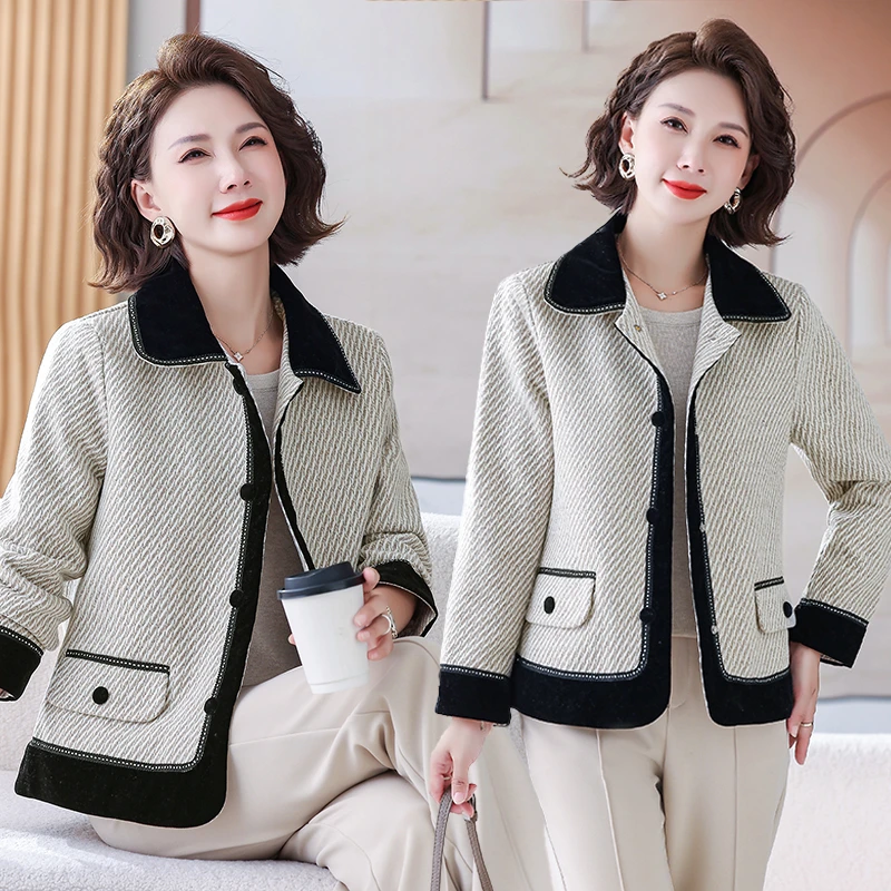 Women Fashionable Long Sleeved Small Fragrant Style Jacket Autumn Winter Female New Turn-down Collar Short Jacket 
Women Fashionable Long Sleeved Small Fragrant Style Jacket Autumn Winter Female New Turn-down Collar Short Jacket