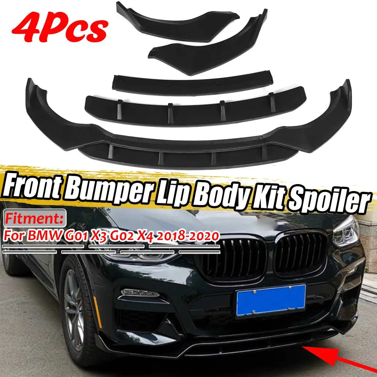 4 Pieces Car Front Bumper Lip Splitter Diffuser Lip Spoiler Guard Protection Cover Trim Kit For BMW G01 X3 G02 X4 2018 2019 2020
4 Pieces Car Front Bumper Lip Splitter Diffuser Lip Spoiler Guard Protection Cover Trim Kit For BMW G01 X3 G02 X4 2018 2019 2020