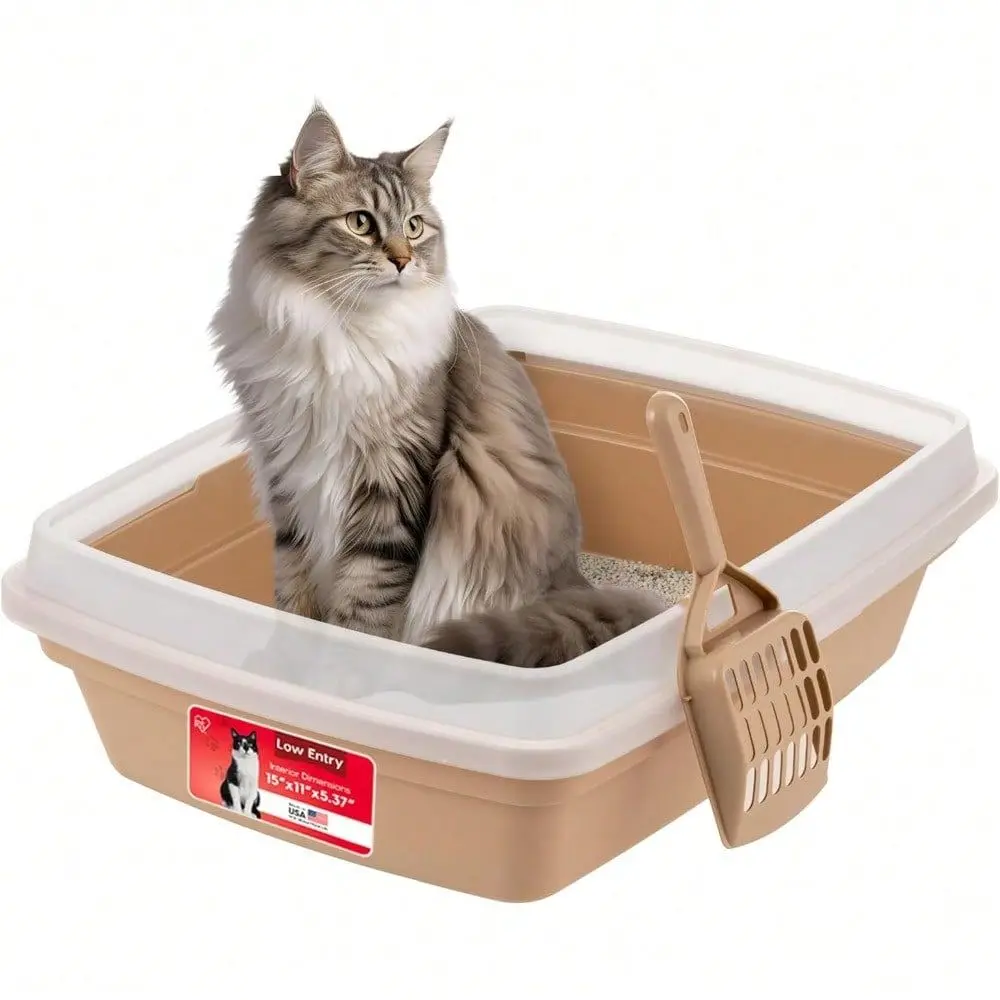 USA Cat Litter Box, Open Top With Scoop, Easy Clean Plastic Pan For Indoor Cats Kittens, Beige
USA Cat Litter Box, Open Top With Scoop, Easy Clean Plastic Pan For Indoor Cats Kittens, Beige