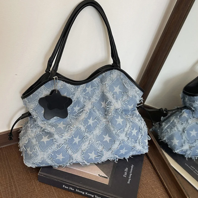 Casual Denim Tote Bag Soft Large Capacity Canvas Shoulder Crossbody Bag Star Pattern Underarm Bag For Daily Commut Women Handbag
Casual Denim Tote Bag Soft Large Capacity Canvas Shoulder Crossbody Bag Star Pattern Underarm Bag For Daily Commut Women Handbag