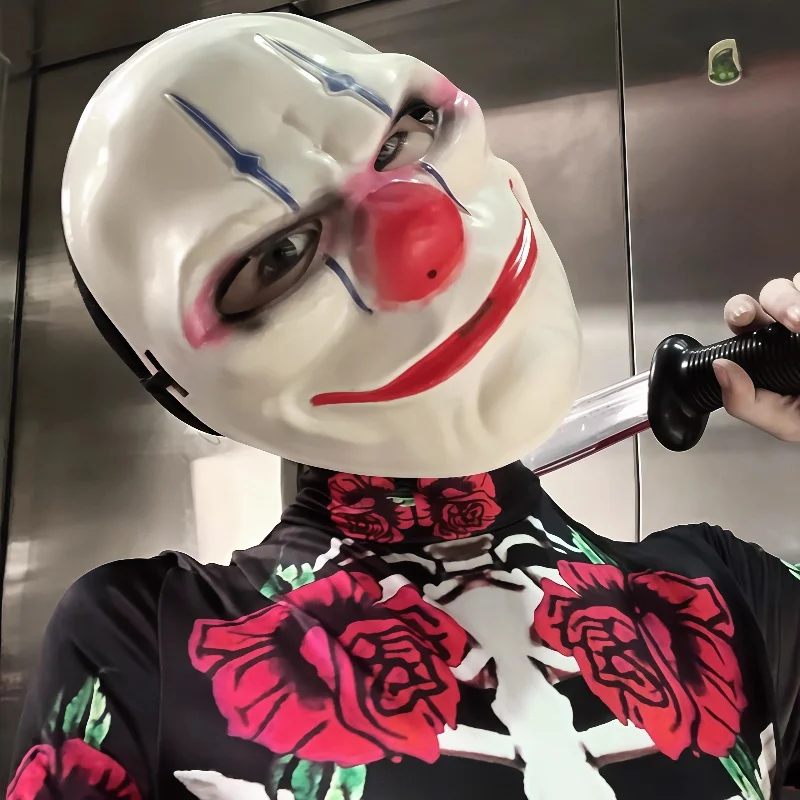 Маска клоуна ужасов на Хэллоуин с красным носом
Маска клоуна ужасов на Хэллоуин с красным носом