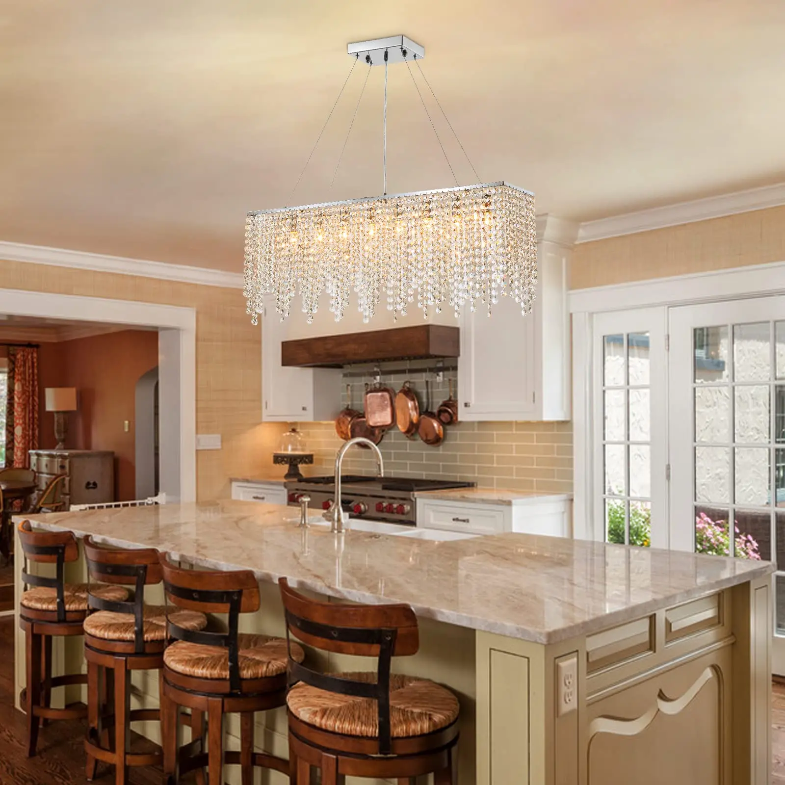 NORMICHY Crystal Chandeliers Modern rectangular pendant lights modern chrome lighting fixture for Kitchen Island Dining room
NORMICHY Crystal Chandeliers Modern rectangular pendant lights modern chrome lighting fixture for Kitchen Island Dining room