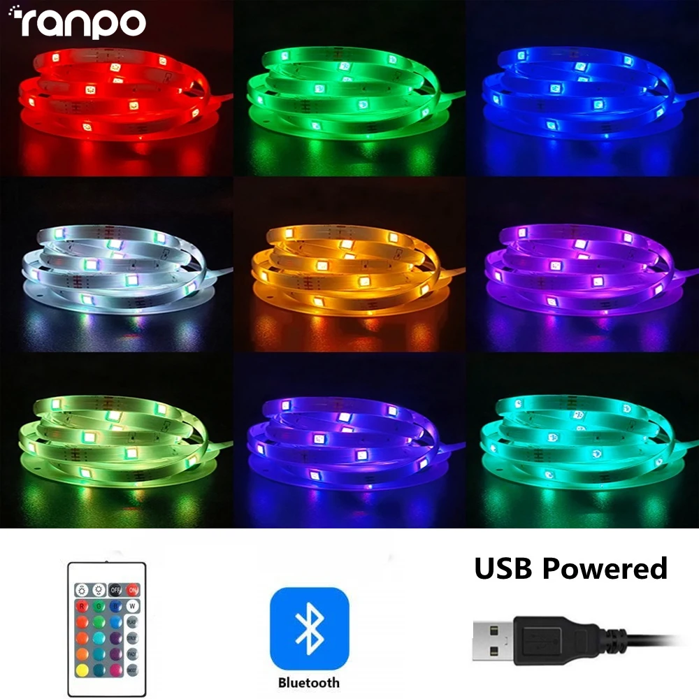 LED Strip Lights Bluetooth App IR Control RGB USB Bright Best Suit 5050 SMD For Bedroom TV Wall And Living Room Decor Party
LED Strip Lights Bluetooth App IR Control RGB USB Bright Best Suit 5050 SMD For Bedroom TV Wall And Living Room Decor Party