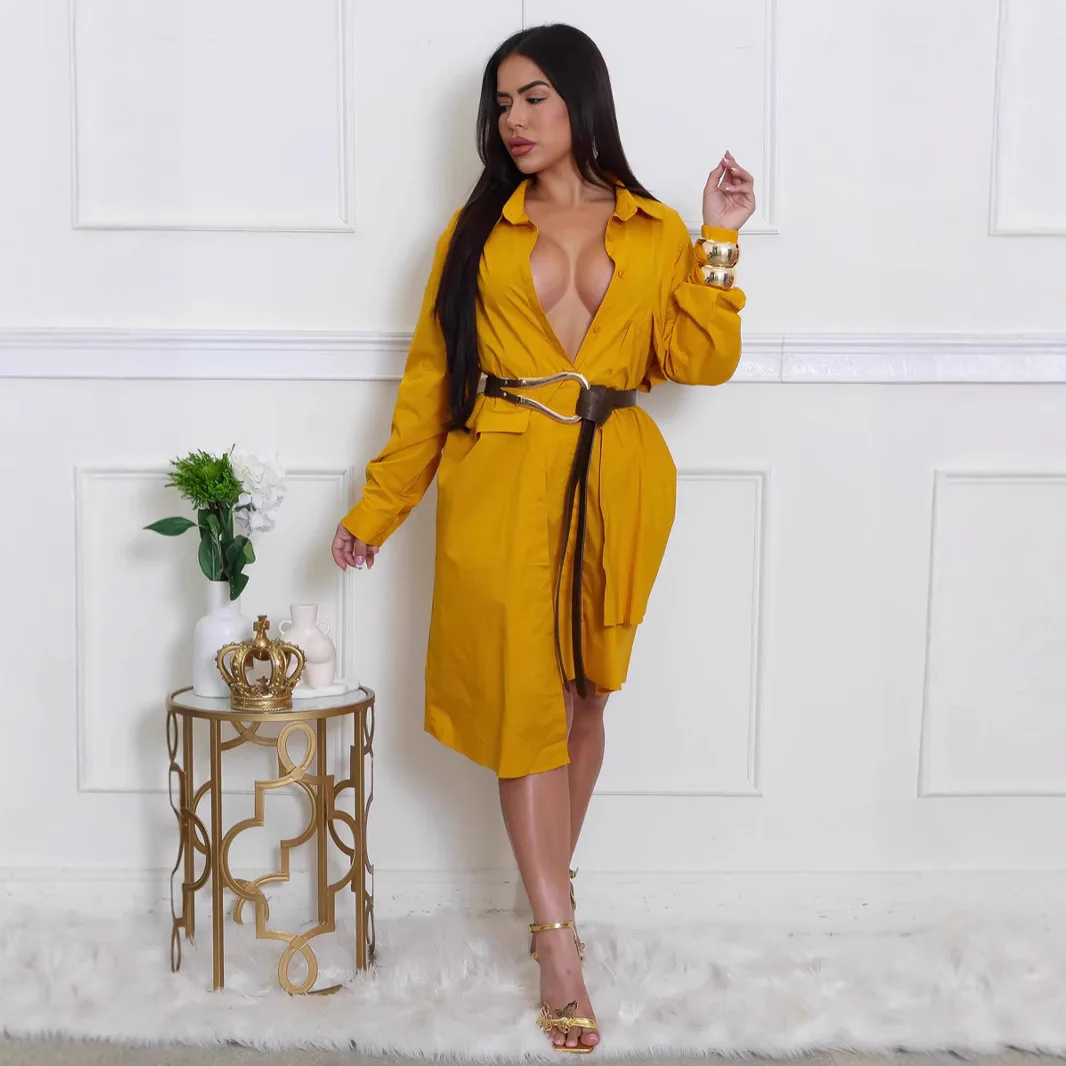 Summer Fashion Solid Color Shirt Dress Women Flip Collar Long Sleeve Irregular Shirt Dress Casual Dress Women
Summer Fashion Solid Color Shirt Dress Women Flip Collar Long Sleeve Irregular Shirt Dress Casual Dress Women