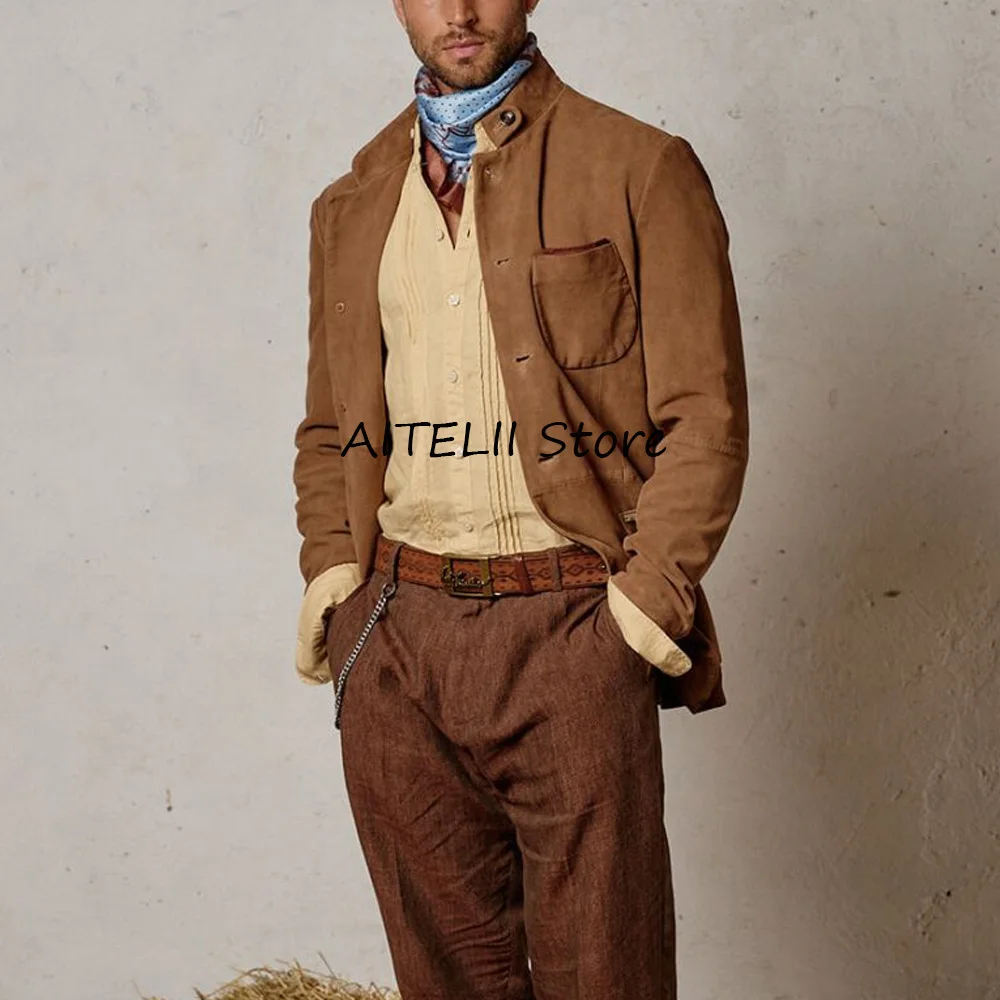 Мужское классическое пальто с воротником-стойкой, повседневный модный костюм, пальто для официальных мужчин, однобортные куртки из замшевой ткани с квадратными карманами
Мужское классическое пальто с воротником-стойкой, повседневный модный костюм, пальто для официальных мужчин, однобортные куртки из замшевой ткани с квадратными карманами