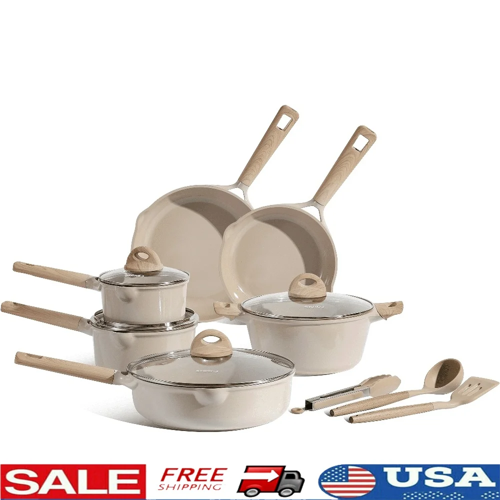 13 Piece Induction Non-Stick Ceramic Cookware Set Pans Pots Kitchen Utensils Healthy Easy Clean Even Heat Distribution
13 Piece Induction Non-Stick Ceramic Cookware Set Pans Pots Kitchen Utensils Healthy Easy Clean Even Heat Distribution