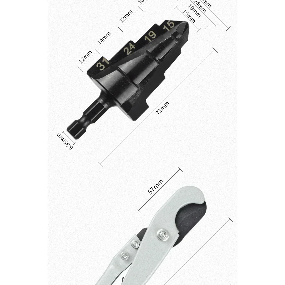 Three Edged PPR Drill Bit With Scissors All In One Step Drill Set Hexagonal Handle PPR Lifting Drill Bit For Water Pipe Reaming
Three Edged PPR Drill Bit With Scissors All In One Step Drill Set Hexagonal Handle PPR Lifting Drill Bit For Water Pipe Reaming