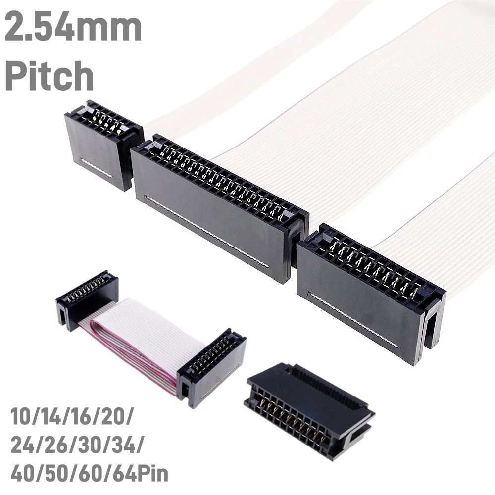 IDC Type Card Edge Connector Slot 2.54 mm Pitch 10 14 16 20 24 26 30 34 40 50 60 64 Pin PCB Socket With 20cm Flat Cable 1.27 mm
IDC Type Card Edge Connector Slot 2.54 mm Pitch 10 14 16 20 24 26 30 34 40 50 60 64 Pin PCB Socket With 20cm Flat Cable 1.27 mm