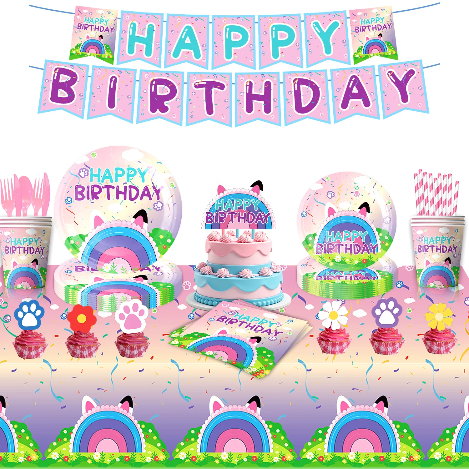 Joyelle Friends Theme Children's Birthday Party Disposable Paper Plate Tissue Tablecloth Pulling Flag Set Supplies
Joyelle Friends Theme Children's Birthday Party Disposable Paper Plate Tissue Tablecloth Pulling Flag Set Supplies
