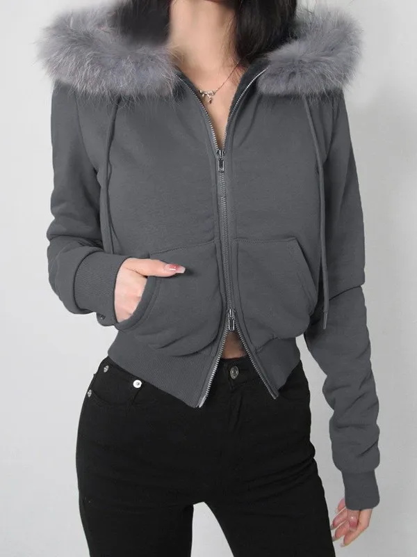 Fashionable Waist Zipper Cardigan Jacket Women's Thickened Long Sleeve Short Coat Standard Fit Zipper Closure Elegant Style
Fashionable Waist Zipper Cardigan Jacket Women's Thickened Long Sleeve Short Coat Standard Fit Zipper Closure Elegant Style