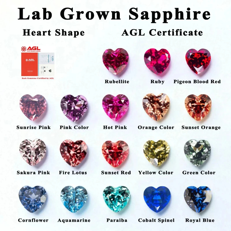 New Czochralski Method AGL Certificate Lab Grown Sapphire Multiple Color Heart Shape Gems for Jewelry Setting Custom Design
New Czochralski Method AGL Certificate Lab Grown Sapphire Multiple Color Heart Shape Gems for Jewelry Setting Custom Design