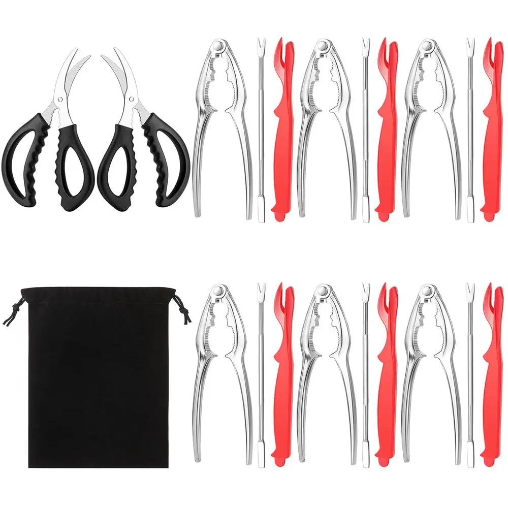 Set of 20 Crab & Lobster Crackers with Tools, Sheller, Scissors, and Storage Bag for Seafood Enthusiasts
Set of 20 Crab & Lobster Crackers with Tools, Sheller, Scissors, and Storage Bag for Seafood Enthusiasts