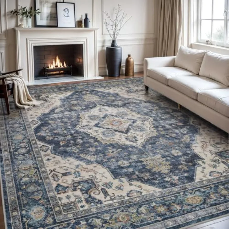 8X10 Area Rug for Living Room Bedroom Dining Room Office Vintage Soft Blue Non-Slip Washable Carpet Under Table
8X10 Area Rug for Living Room Bedroom Dining Room Office Vintage Soft Blue Non-Slip Washable Carpet Under Table
