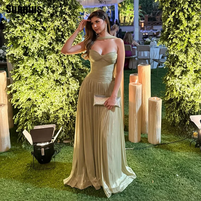 Sumnus Simple A-Line Prom Dresses Sweetheart Pleats Sleeveless Draped Maxi Evening Dresses Scarf Party Dress فساتين Customized
Sumnus Simple A-Line Prom Dresses Sweetheart Pleats Sleeveless Draped Maxi Evening Dresses Scarf Party Dress فساتين Customized