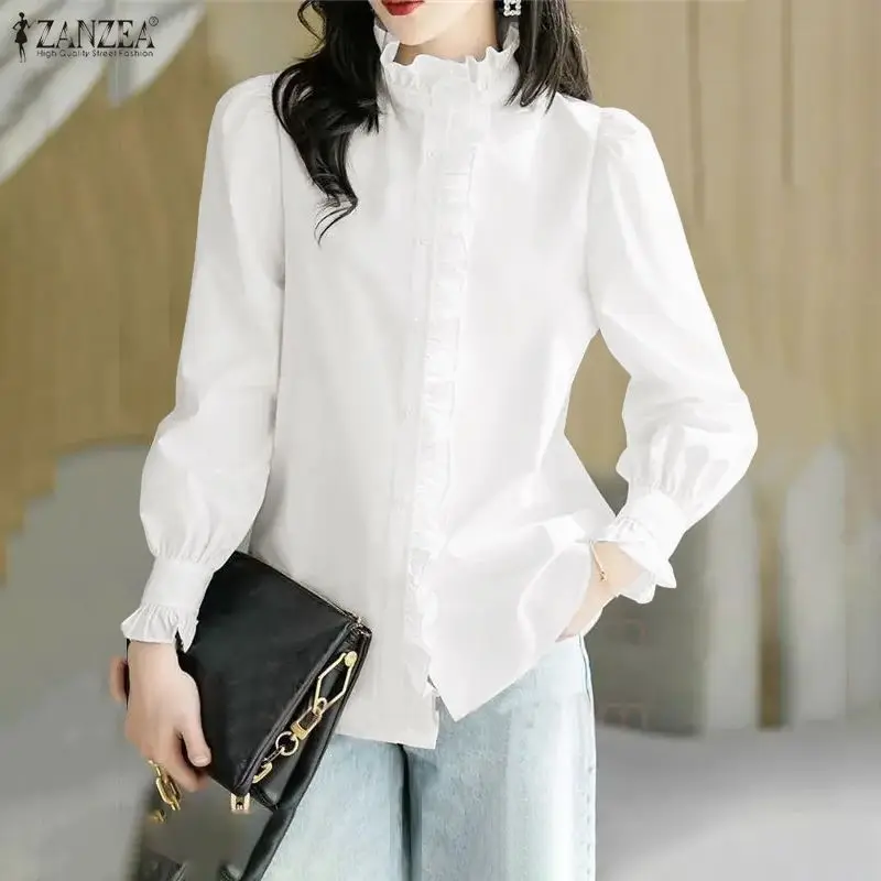 ZANZEA Fashion Women Shirt 2026 Spring Elegant Ruffled Work Blouse Stand Neck Long Sleeve White Tops Chic Tunic Flounce Shirt
ZANZEA Fashion Women Shirt 2026 Spring Elegant Ruffled Work Blouse Stand Neck Long Sleeve White Tops Chic Tunic Flounce Shirt