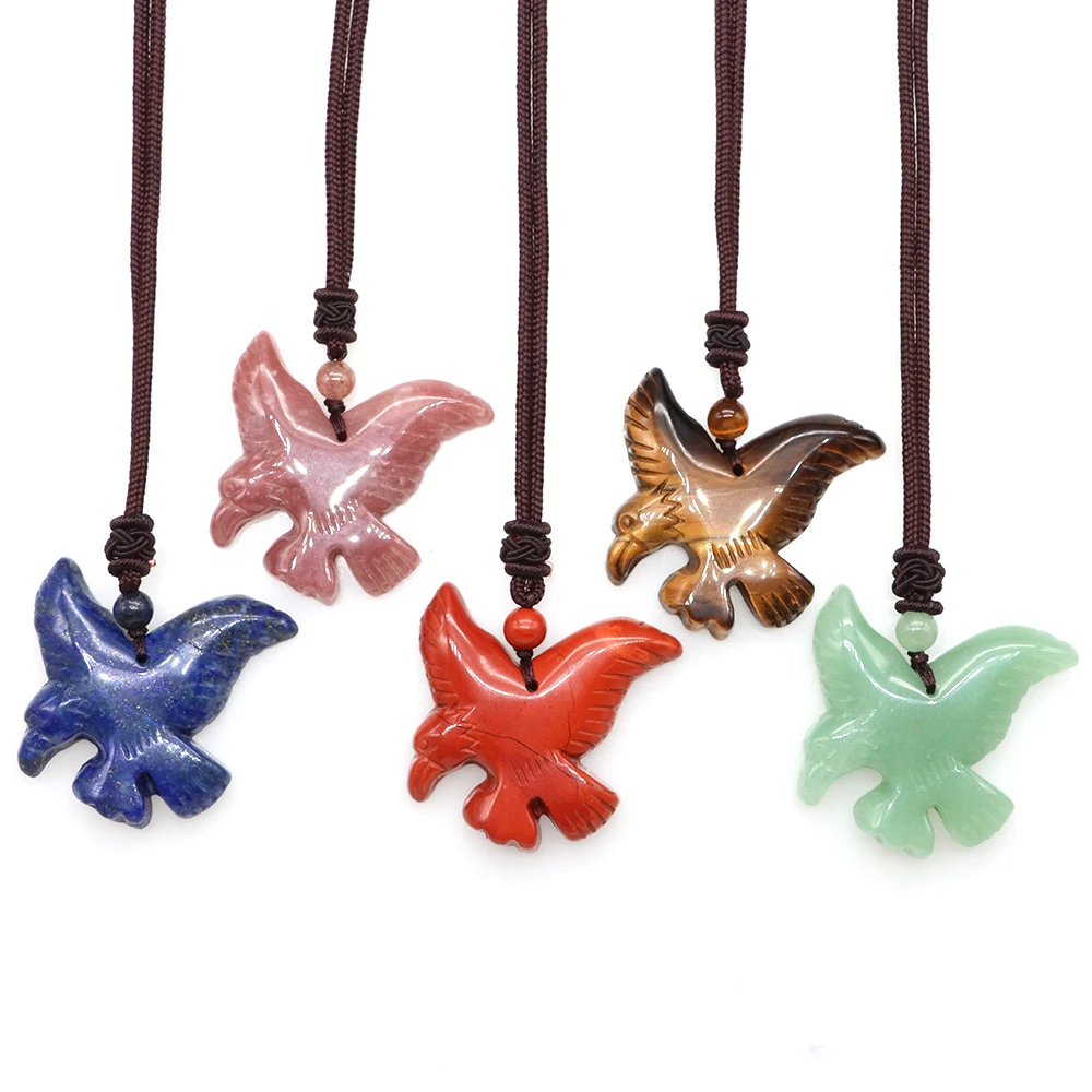 47mm Eagle Stone Pendant Necklace Crystal Healing Gemstone for Man Male Female Fashion Jewelry Vintage Ornament Handmade Chain
47mm Eagle Stone Pendant Necklace Crystal Healing Gemstone for Man Male Female Fashion Jewelry Vintage Ornament Handmade Chain