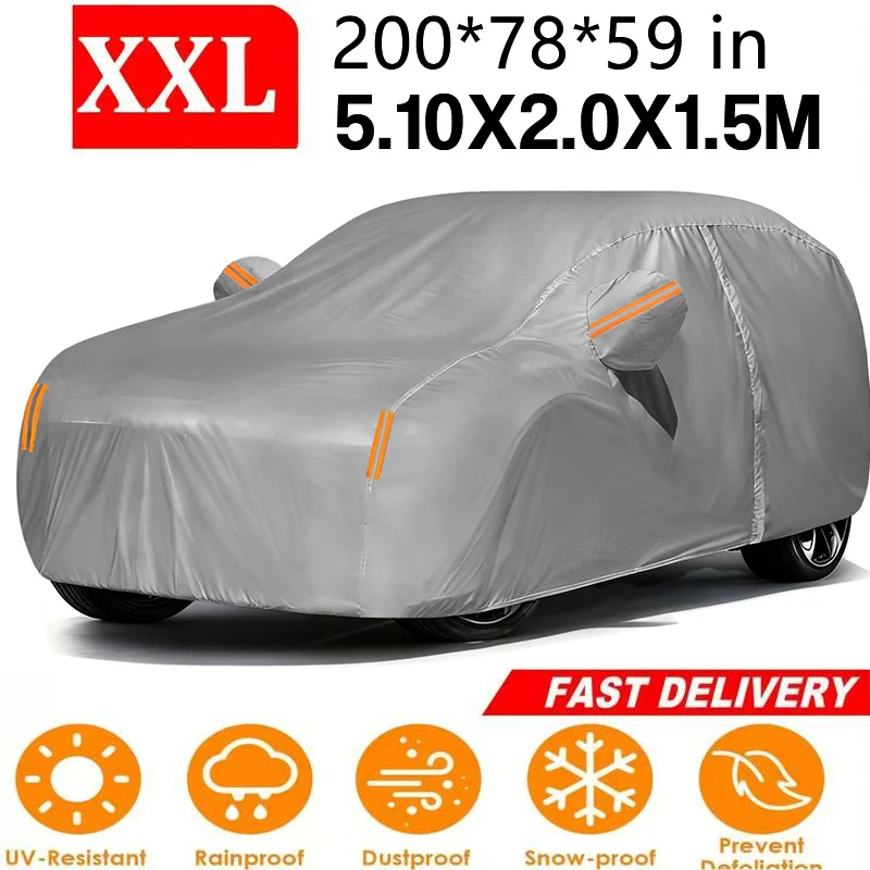 All-Season Heavy-Duty Car Cover | Windproof Snowproof UV Resistant | with Zipper & Orange Reflective Tape | Indoor/Outdoor Fit for Cars & SUVs
All-Season Heavy-Duty Car Cover | Windproof Snowproof UV Resistant | with Zipper & Orange Reflective Tape | Indoor/Outdoor Fit for Cars & SUVs