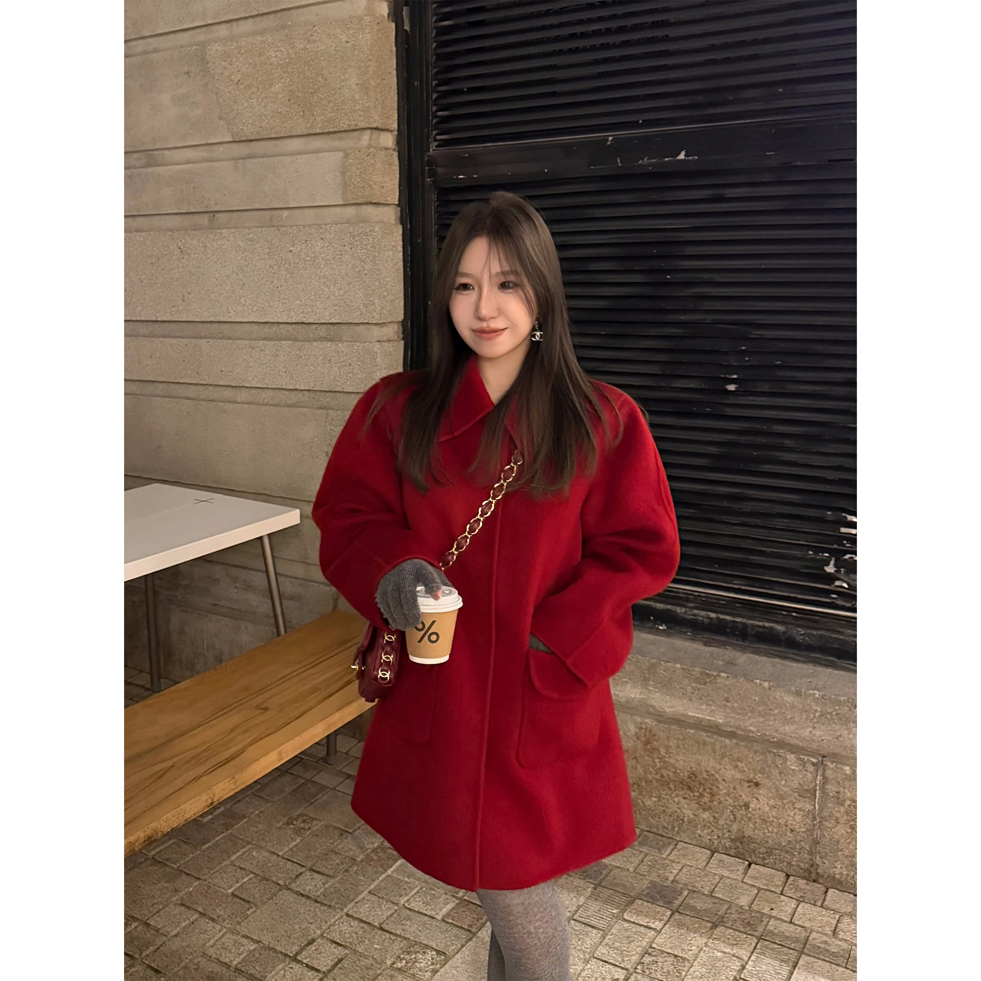 Scout Luxury Camel Wool Blend Red Coat Women's Winter Faionable arp Collar Jaet New Year's Special Edition
Scout Luxury Camel Wool Blend Red Coat Women's Winter Faionable arp Collar Jaet New Year's Special Edition