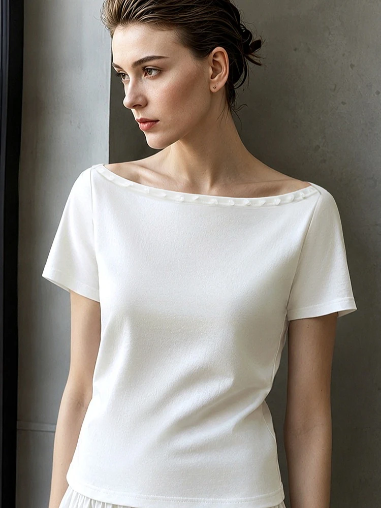 Amii Off Shoulder Women's T-Shirt 2026 Summer New Short Sleeve Stretch Cotton Tee Casual Solid Versatile Top For Women 12612008
Amii Off Shoulder Women's T-Shirt 2026 Summer New Short Sleeve Stretch Cotton Tee Casual Solid Versatile Top For Women 12612008