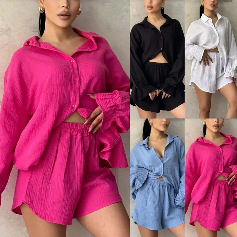 Women's Fairy Spring Autumn Tops Shirt Suit Long Sleeve Shorts Lapel High Waist Solid Color Casual Simple Fashion Versatile Soft
Women's Fairy Spring Autumn Tops Shirt Suit Long Sleeve Shorts Lapel High Waist Solid Color Casual Simple Fashion Versatile Soft