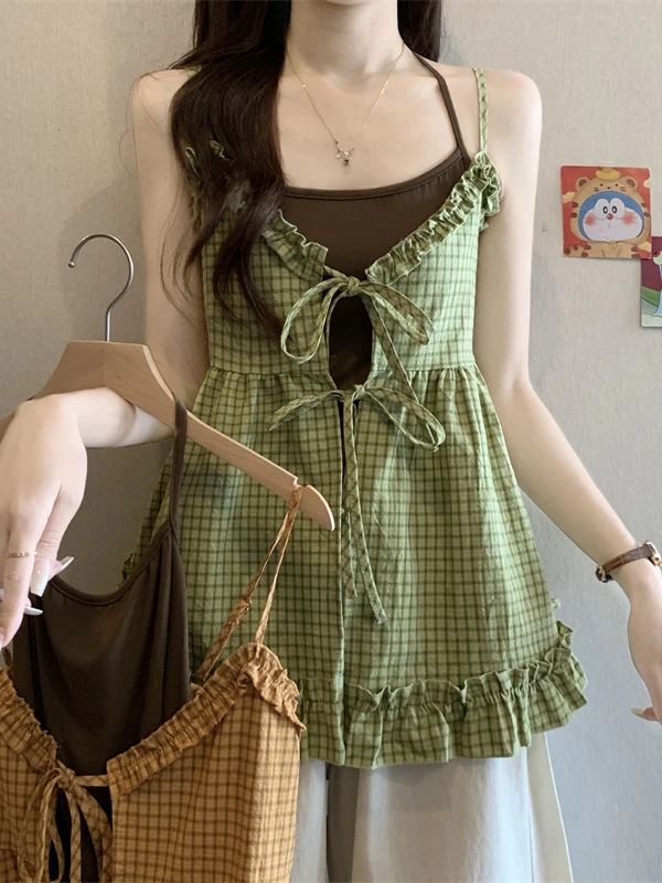 Korean Style Plaid Strapless Vest Women Summer Design Sense Two-Piece Set Commute Style Top Knot Tie Waist Design
Korean Style Plaid Strapless Vest Women Summer Design Sense Two-Piece Set Commute Style Top Knot Tie Waist Design