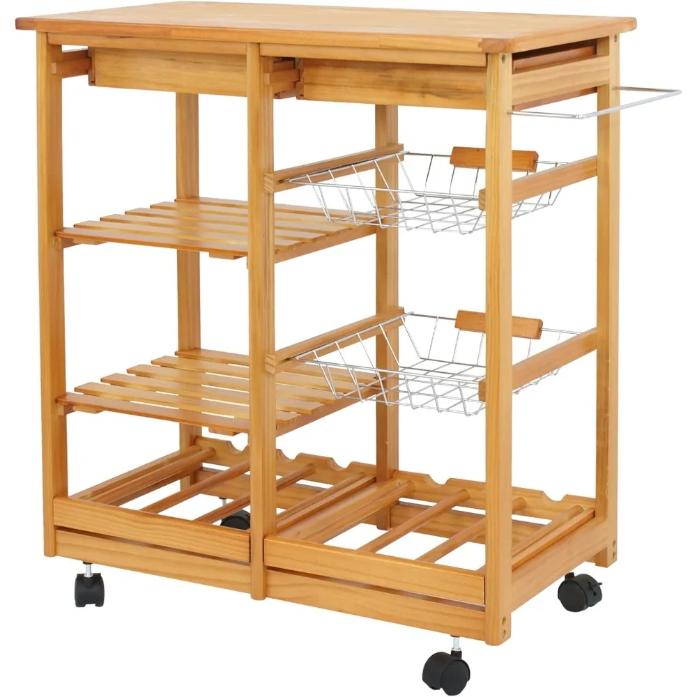4-Shelf Kitchen Cart Rolling Dining Trolley Island on Wheels Wood Storage Utility Rack w/ 2 Drawers, Basket Stand,
4-Shelf Kitchen Cart Rolling Dining Trolley Island on Wheels Wood Storage Utility Rack w/ 2 Drawers, Basket Stand,
