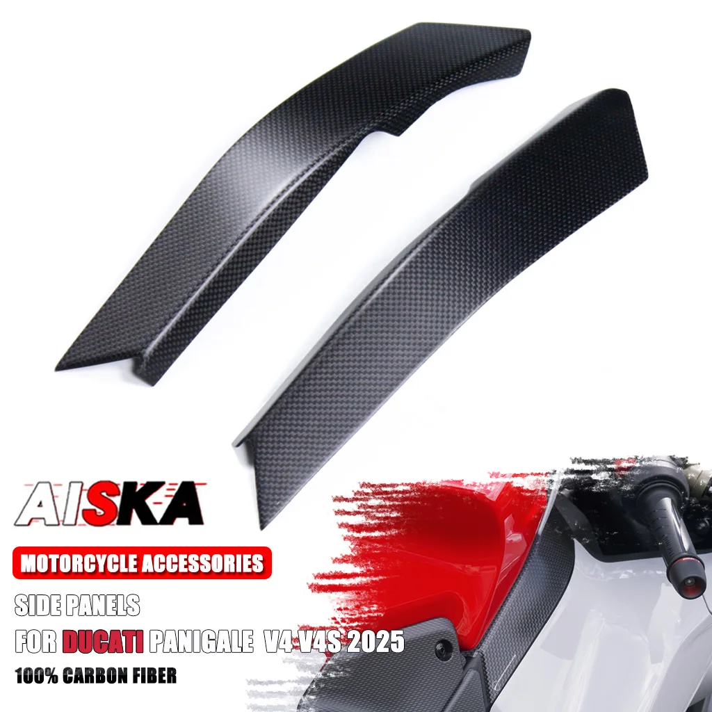 Боковые панели из углеродного волокна 3K, панели среднего обтекателя, аксессуары для мотоциклов для Ducati Panigale V4 V4S 2025+ 
Боковые панели из углеродного волокна 3K, панели среднего обтекателя, аксессуары для мотоциклов для Ducati Panigale V4 V4S 2025+
