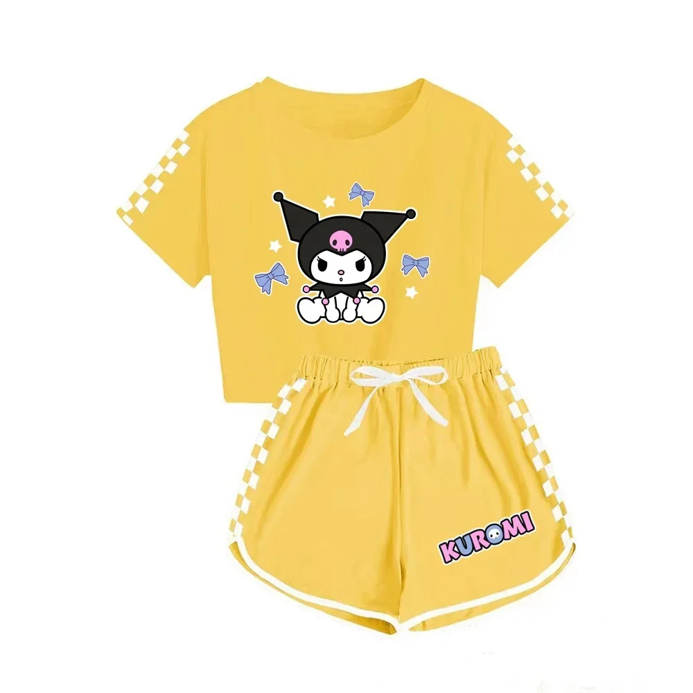 Girls Cartoon Kuromi T-Shirts Shorts Set Cartoon Printed Soft Breathable Pajamas Short Sleeve Set Summer Kid Sport Clothes 2pcs
Girls Cartoon Kuromi T-Shirts Shorts Set Cartoon Printed Soft Breathable Pajamas Short Sleeve Set Summer Kid Sport Clothes 2pcs